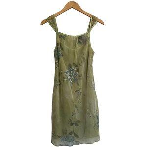 Valarie Stevens Size S Green Floral Cami Mini Dress